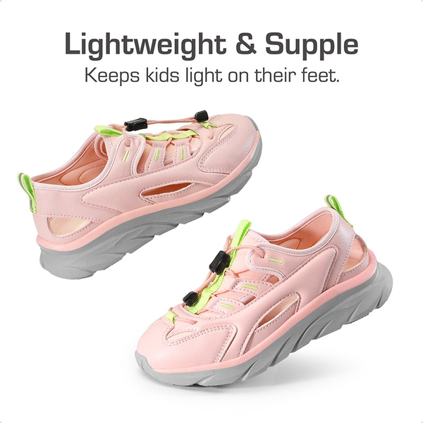 Boys & Girls Closed-Toe Athletic Sport Sandals - PINK LIGHT GREY - 4